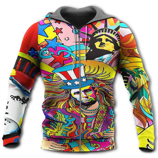 Hippie America Colorful Style - 3D Hoodie
