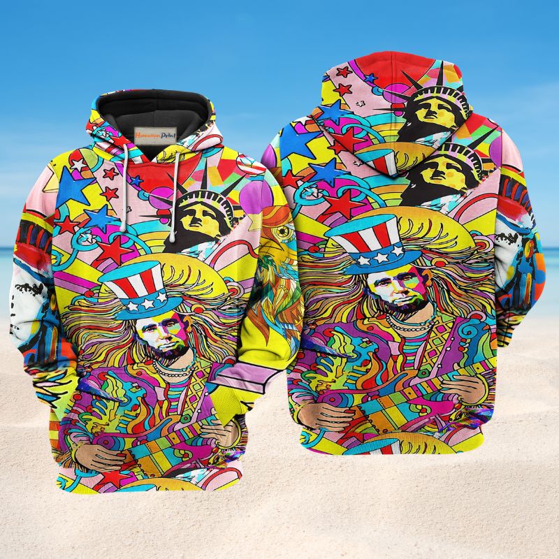 Hippie America Full Color Art – 3D Hoodie