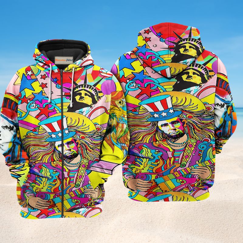 Hippie America Full Color Art – 3D Hoodie