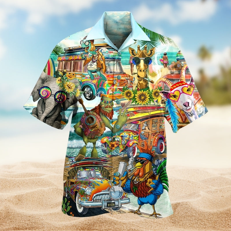 Hippie Animal Peace Life Colorful Limited Edition - Hawaiian Shirt
