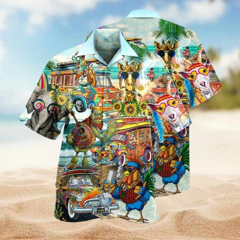 Hippie Animal Peace Life Colorful Limited Edition - Hawaiian Shirt
