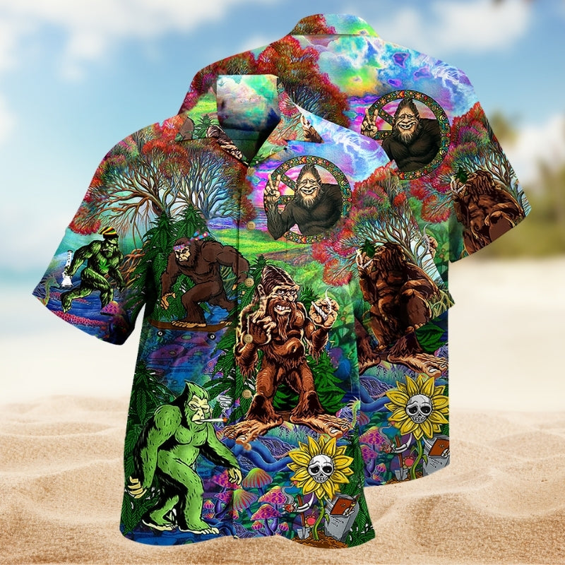 Hippie Bigfoot Peace And Freedom Colorful Limited Edition – Hawaiian Shirt