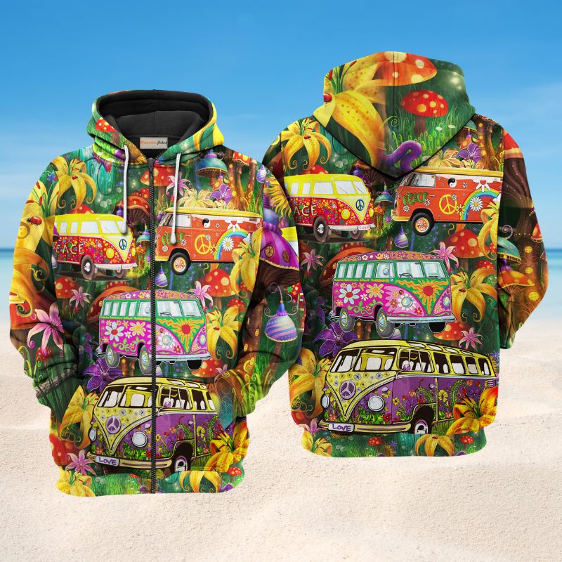 Hippie Bus Peace Life Art – 3D Hoodie