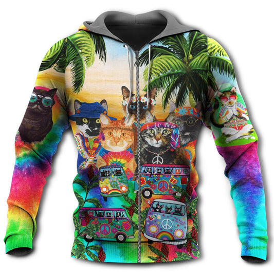 Hippie Cats Beach Fun Style - 3D Hoodie