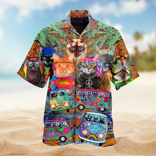 Hippie Cats Peace Life Colorful Limited Edition - Hawaiian Shirt