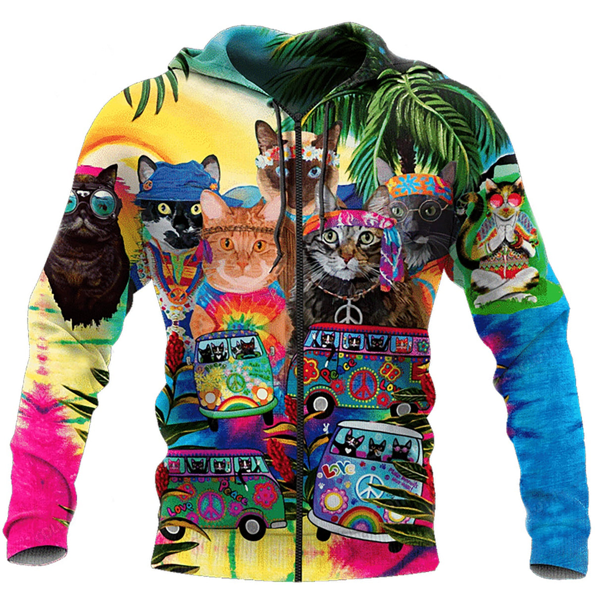Hippie Cats Art – 3D Hoodie