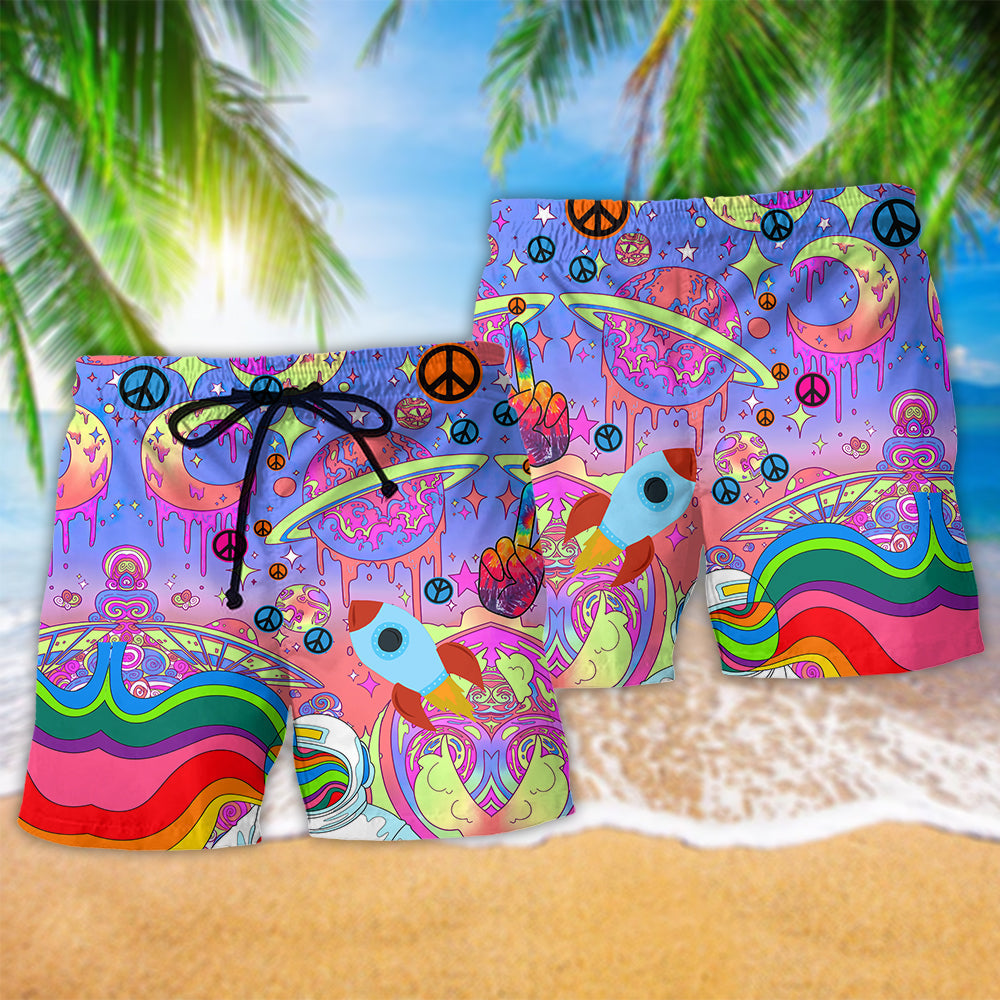 Hippie Planet In Large Galaxy - Beach Short