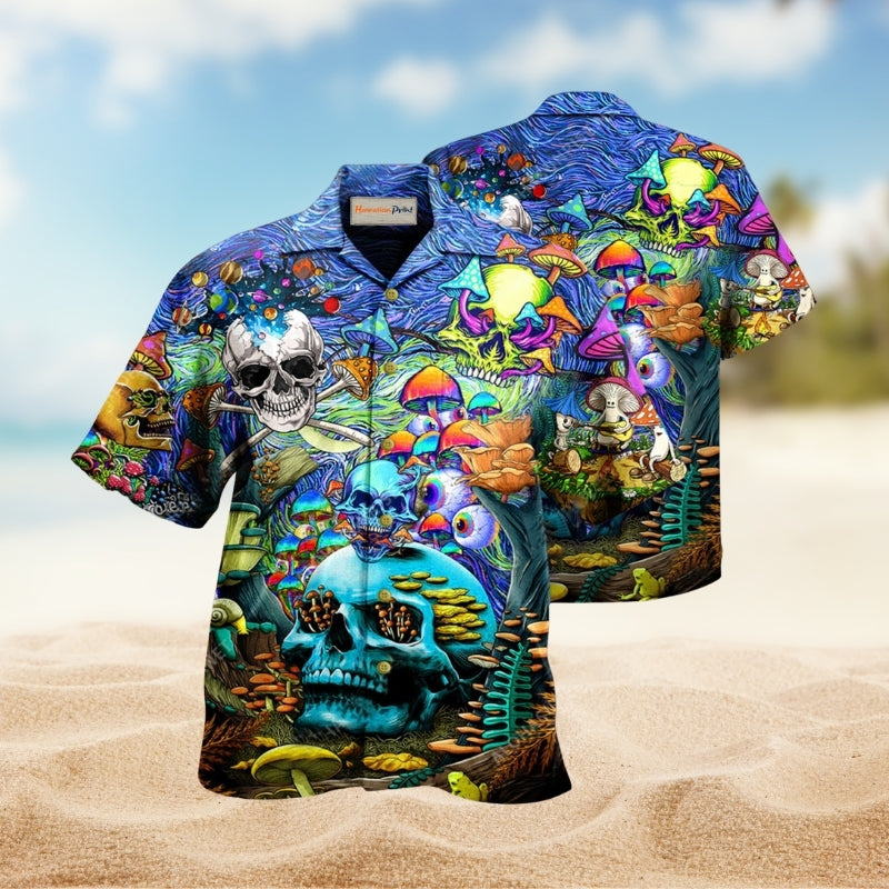 Hippie Die Once Live Forever Skull Mushroom Edition – Hawaiian Shirt