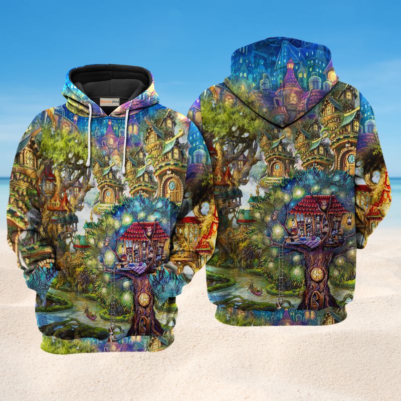 Hippie Dream Treehouse Art – 3D Hoodie