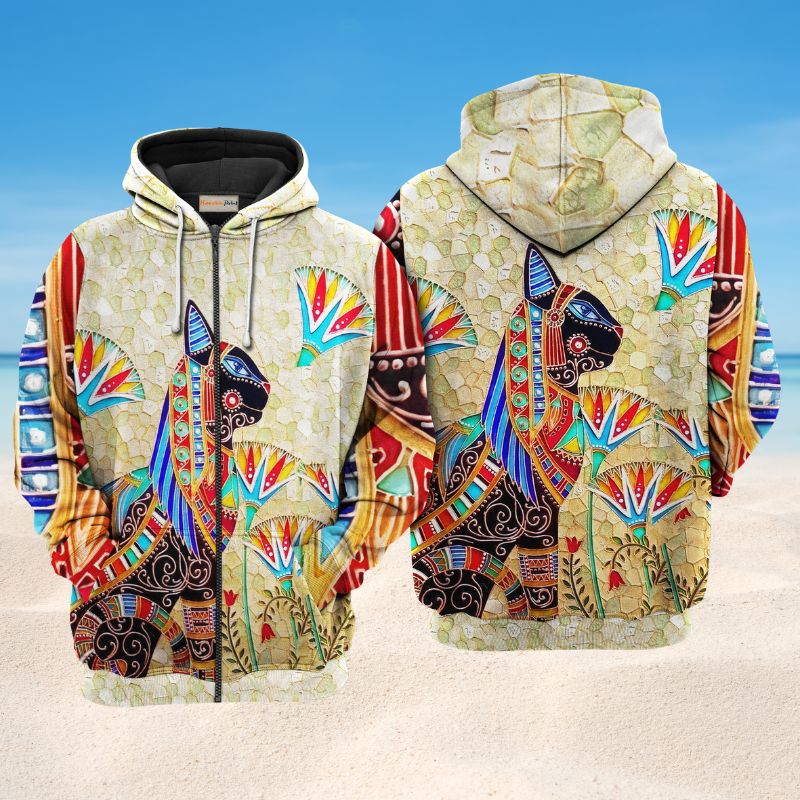 Hippie Egypt Cat Art – 3D Hoodie