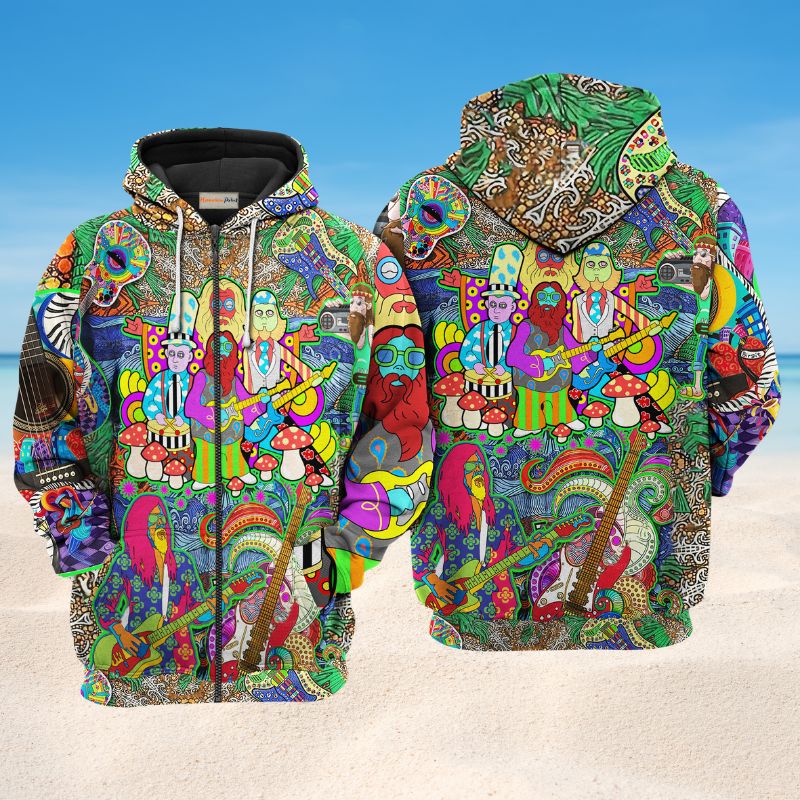 Hippie Electric Guitar Peace Art – 3D Hoodie