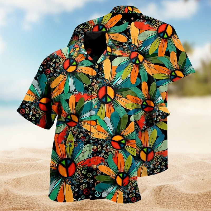 Hippie Flower Peace And Life Psychedelic Art Limited Edition – Hawaiian Shirt