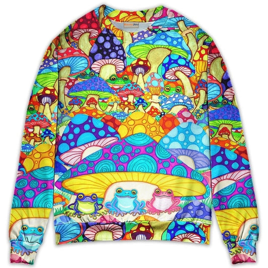 Hippie Frog Mushroom Peace Art – Sweater - Ugly Christmas Sweater