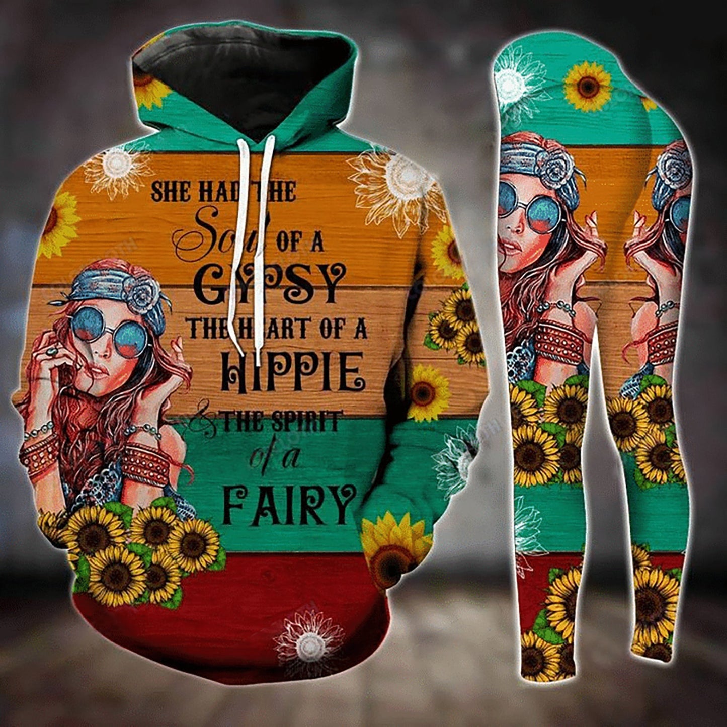 Hippie Girl Sunflower Art – 3D Hoodie