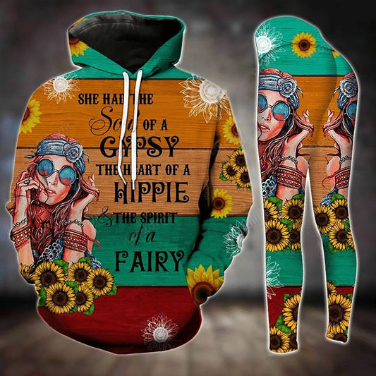Hippie Girl Sunflower Art – 3D Hoodie