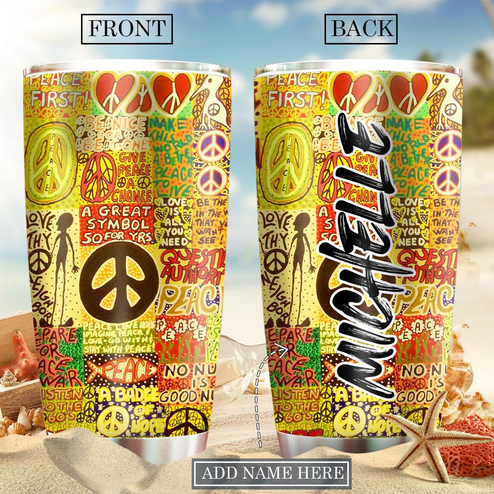 Hippie Great Symbol Pattern Personalized 20 Oz Tumbler