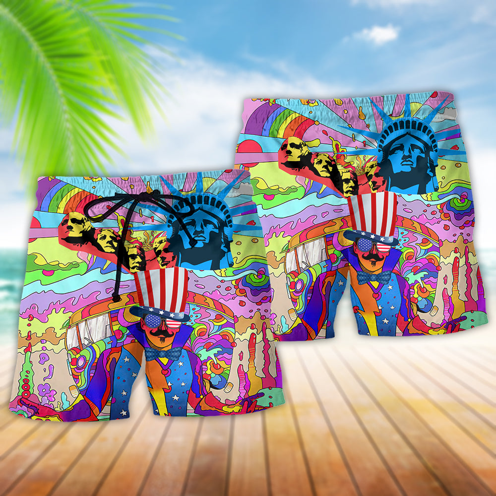 Hippie Independence Day America - Beach Short - Owls Matrix LTD