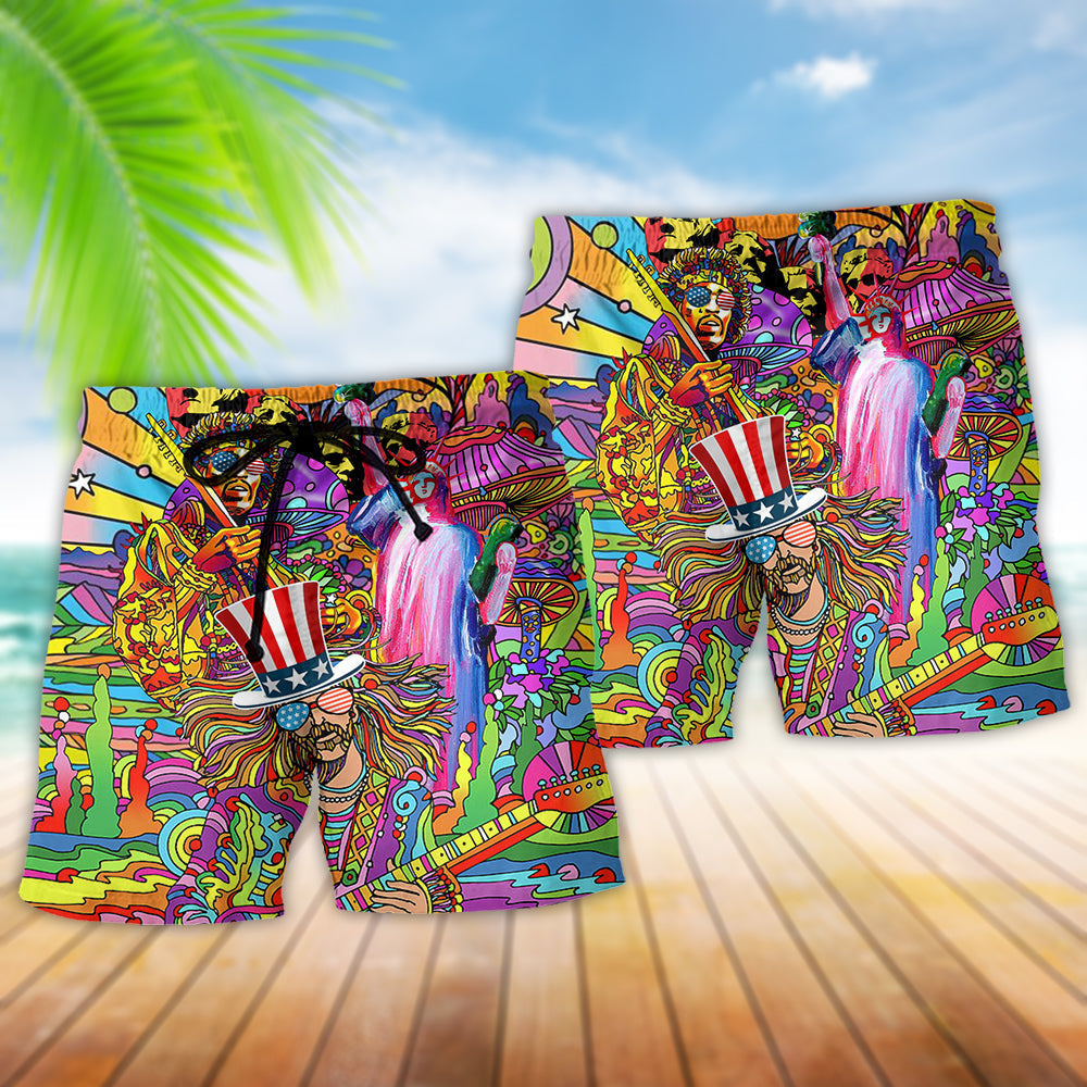 Hippie Independence Day America Cool - Beach Short - Owls Matrix LTD
