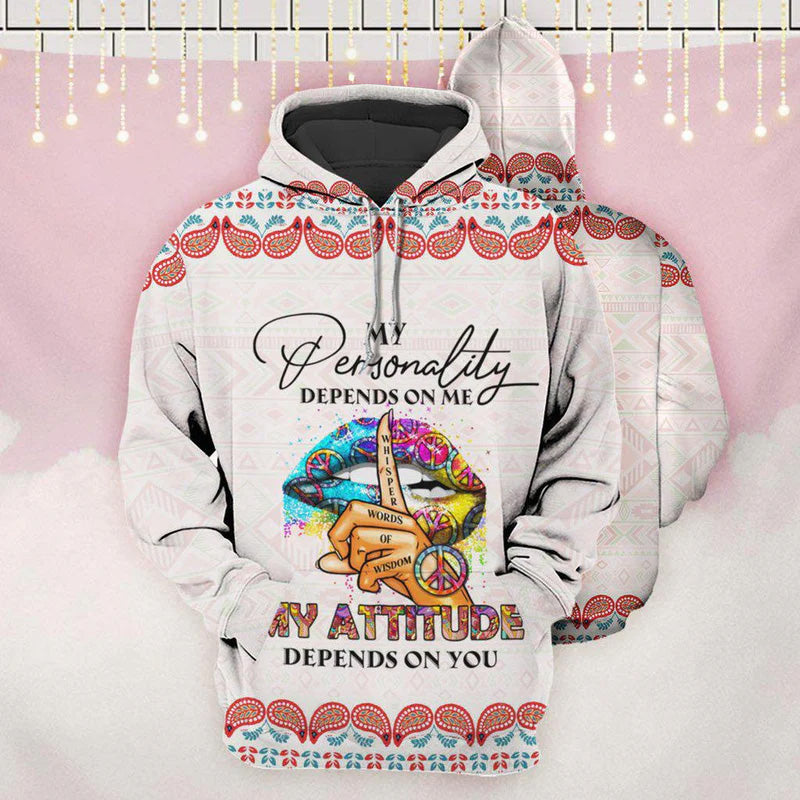 Hippie Lips My Attitude Art - 3D Hoodie