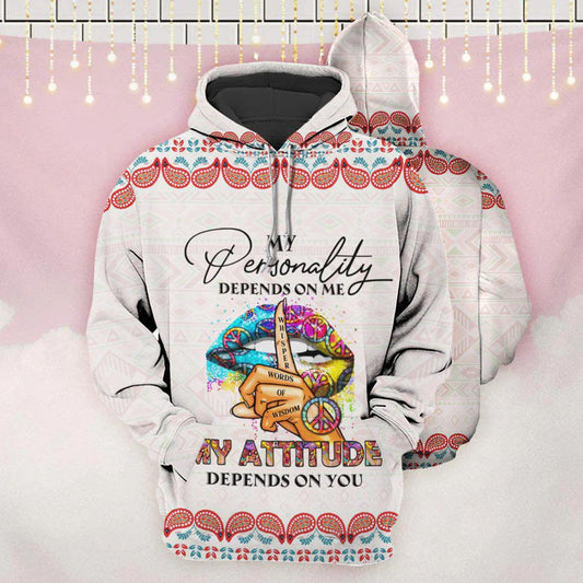 Hippie Lips My Attitude Art - 3D Hoodie