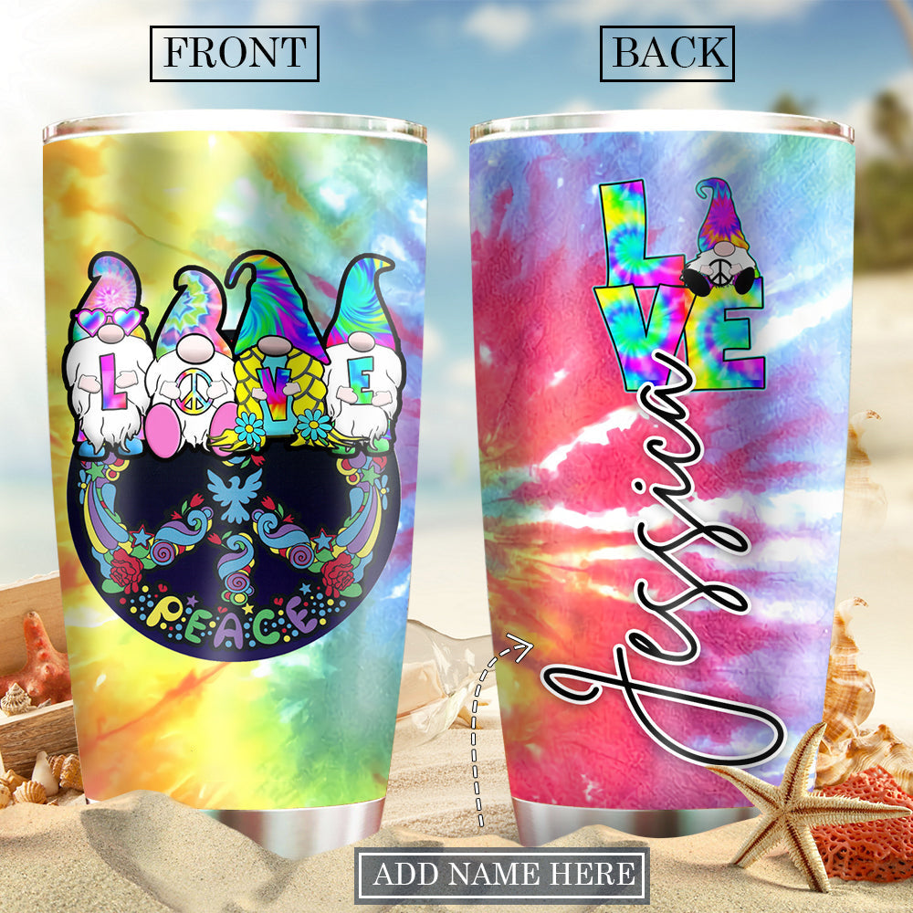Hippie Love Colorful Peace Gnome Personalized 20 Oz Tumbler