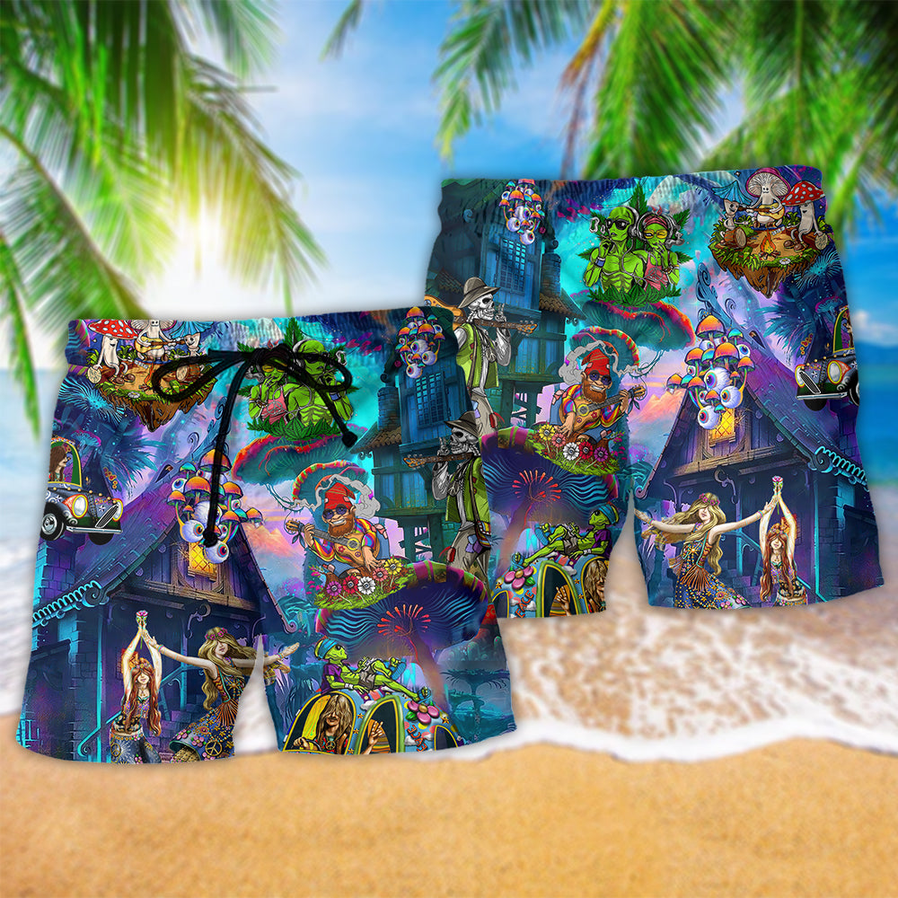 Hippie Alien Love Life Funny Art – Beach Short