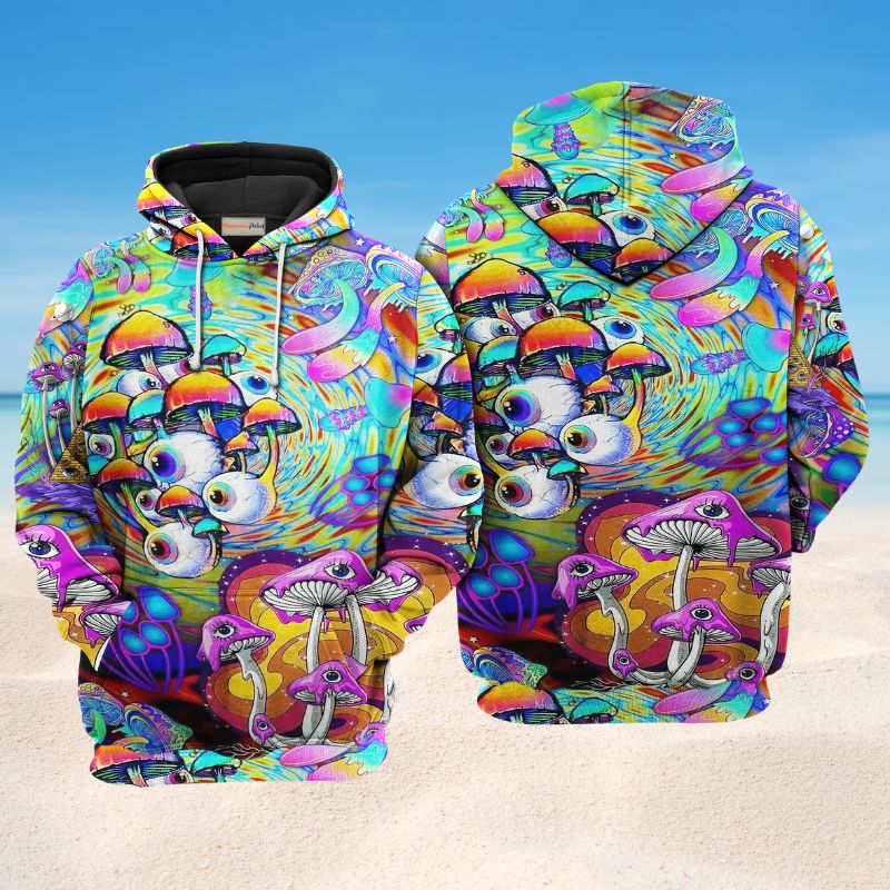 Hippie Mushroom Eyes Art – 3D Hoodie