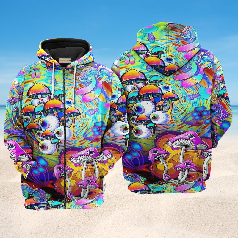 Hippie Mushroom Eyes Art – 3D Hoodie