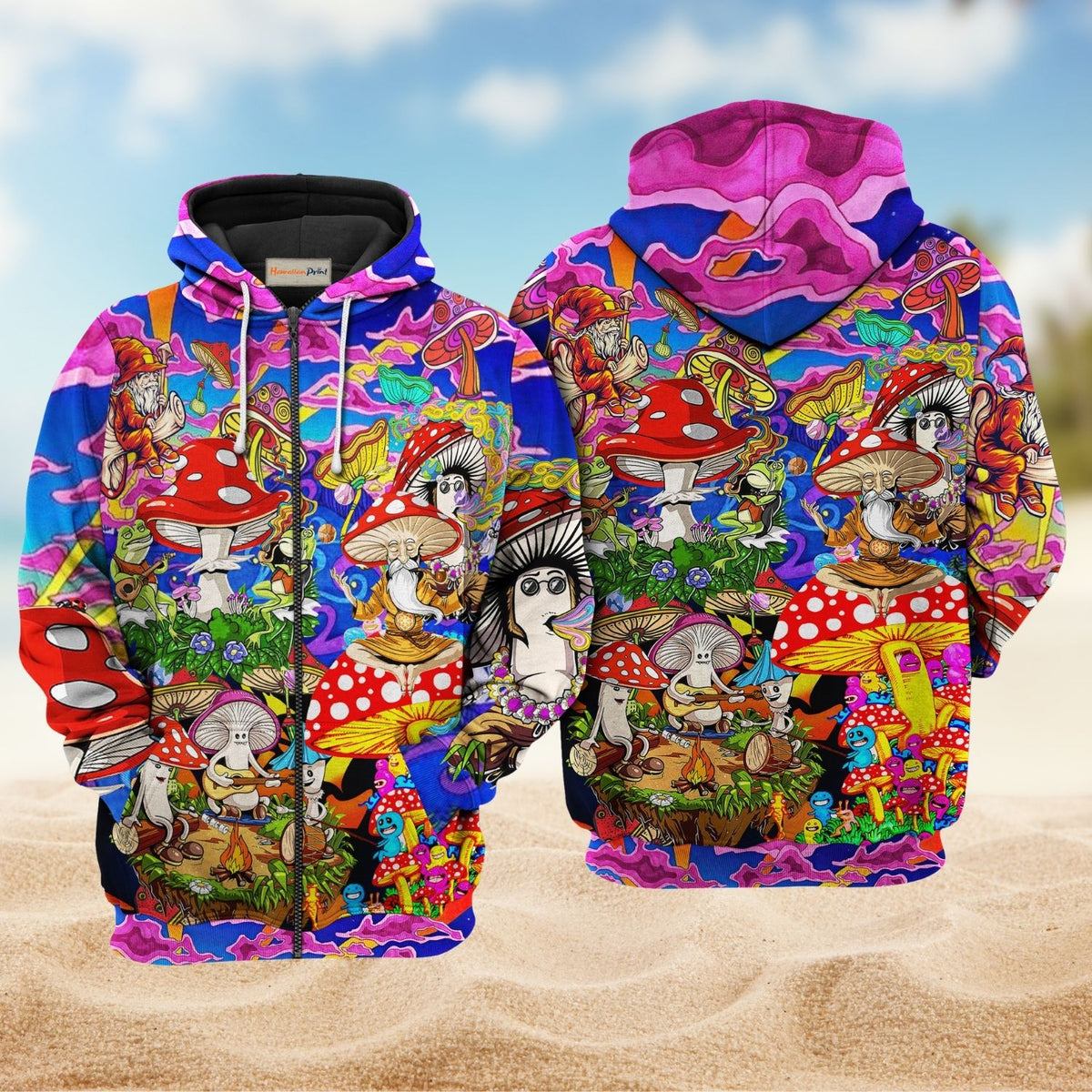 Hippie Mushroom Happy Together - 3D Hoodie