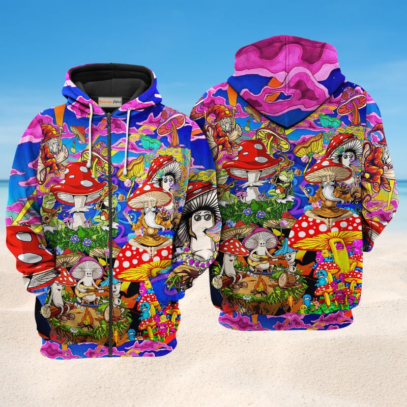 Hippie Mushroom Happy Together Art – 3D Hoodie