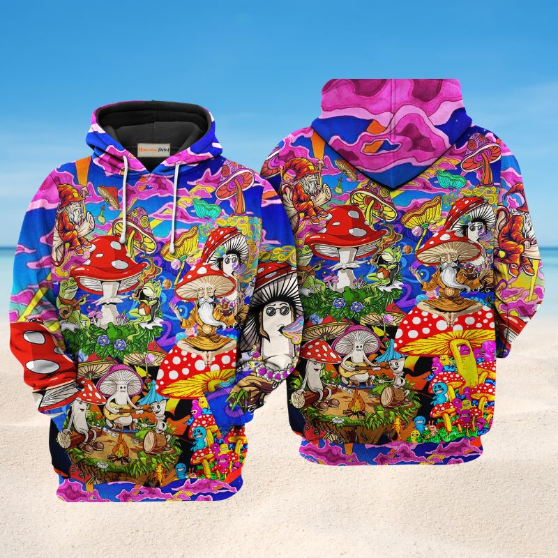 Hippie Mushroom Happy Together Art – 3D Hoodie