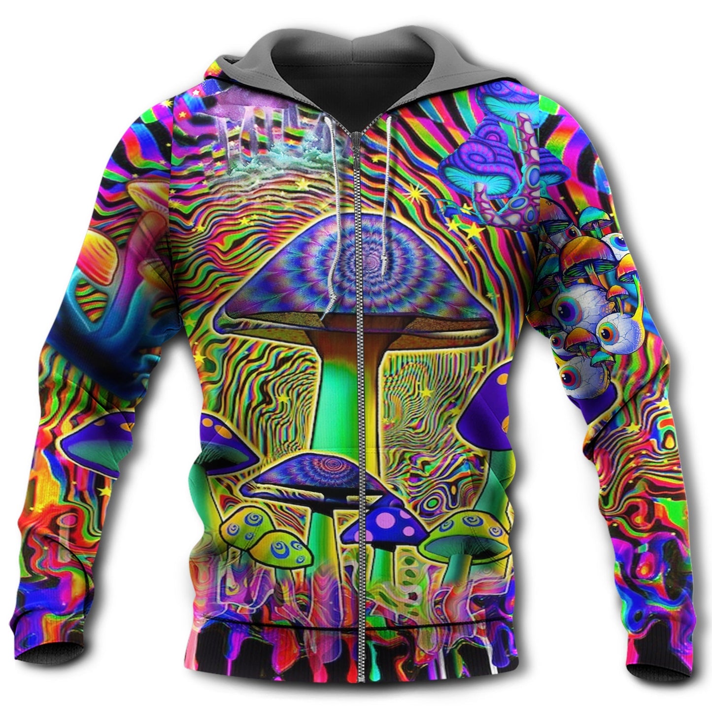 Hippie Mushroom Love Color Art – 3D Hoodie