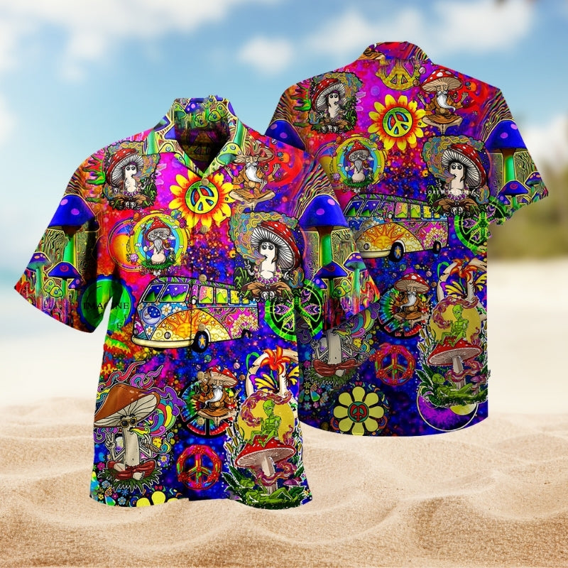Hippie Mushroom Peace And Life Psychedelic Art Limited Edition – Hawaiian Shirt
