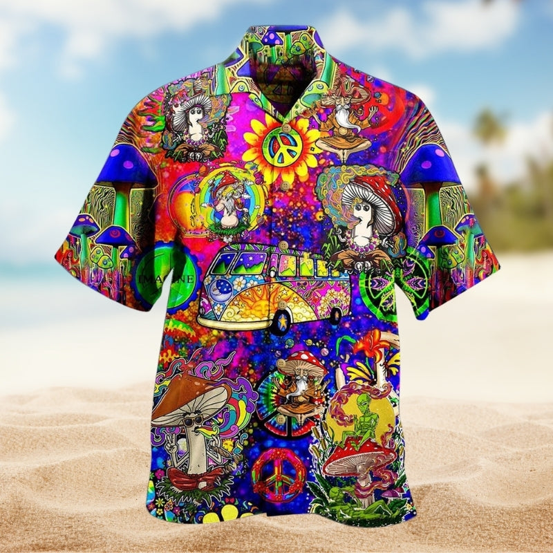Hippie Mushroom Peace And Life Psychedelic Art Limited Edition – Hawaiian Shirt