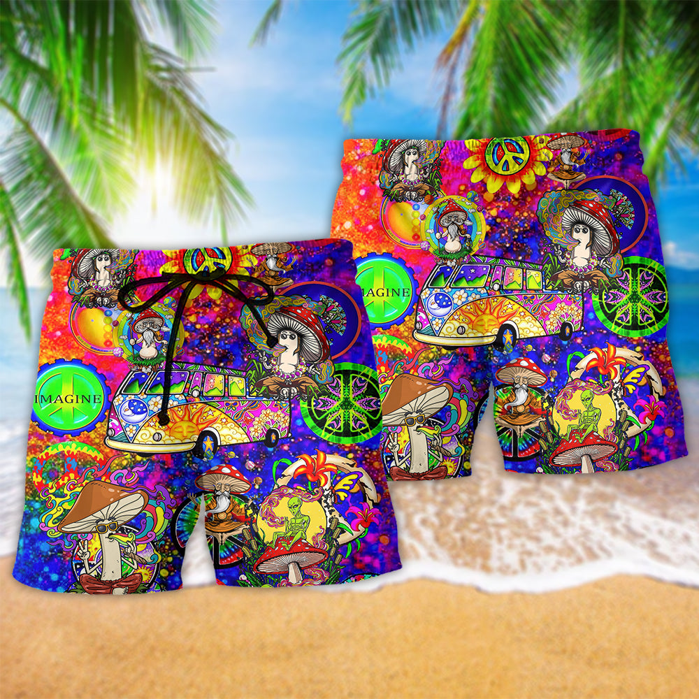 Hippie Mushroom Peace Color - Beach Short