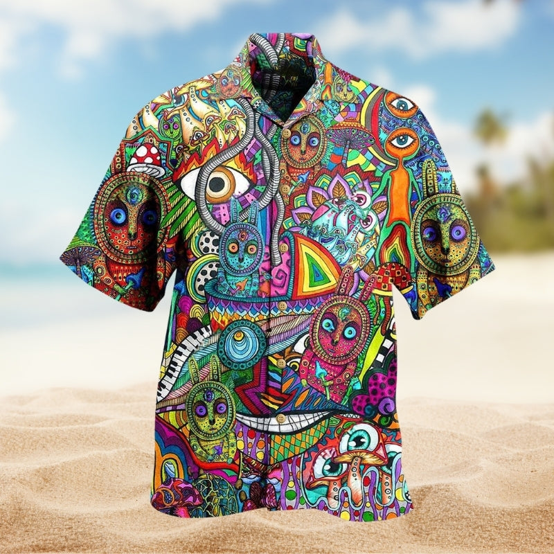 Hippie Mushroom Peace Life Colorful Limited Edition - Hawaiian Shirt