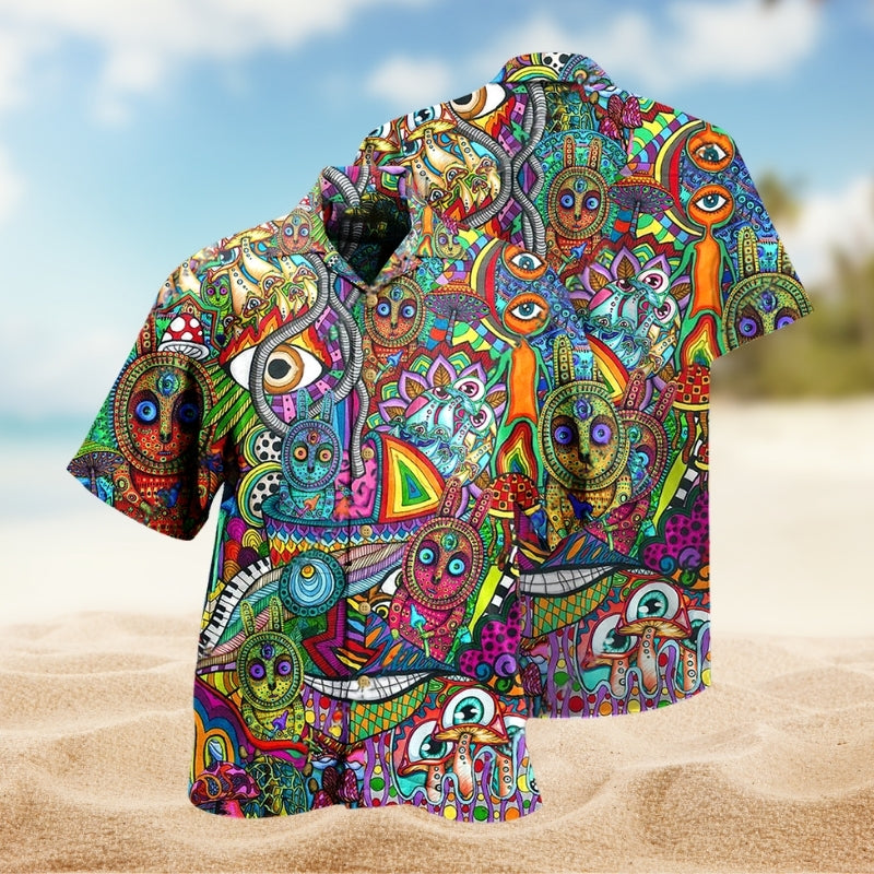 Hippie Mushroom Peace Life Colorful Limited Edition - Hawaiian Shirt
