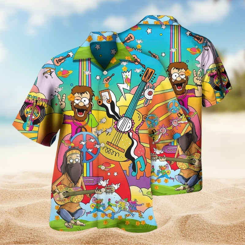 Hippie Music Guitar Peace Life Colorful Limited Edition - Hawaiian Shirt