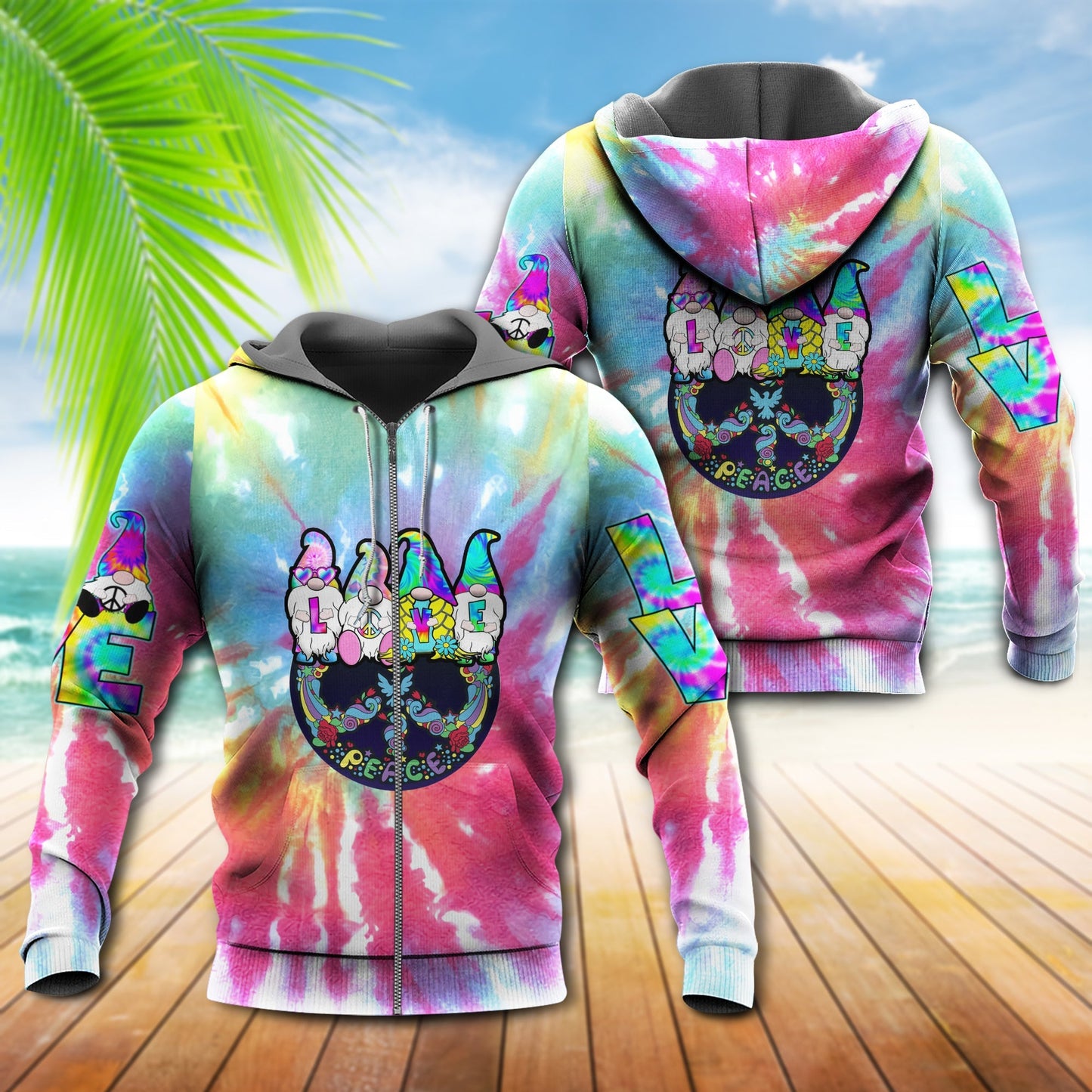 Hippie Peace Full Color Art - 3D Hoodie