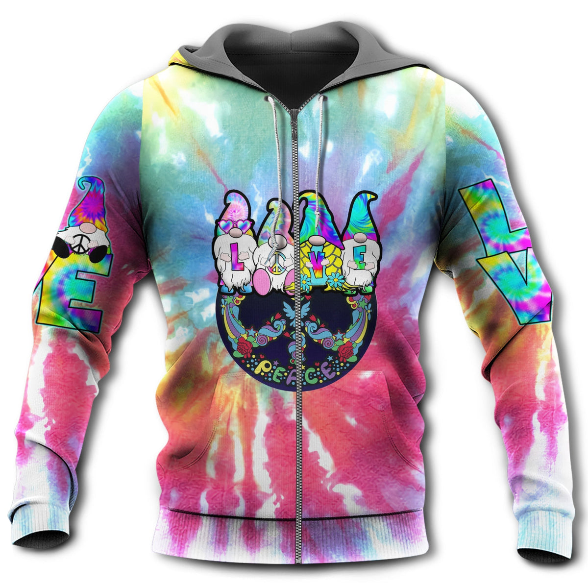 Hippie Peace Full Color Art - 3D Hoodie