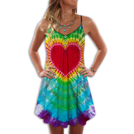 Hippie Butterfly Summer Heart – Women's Summer Sleeveless V-Neck Camisole Dress