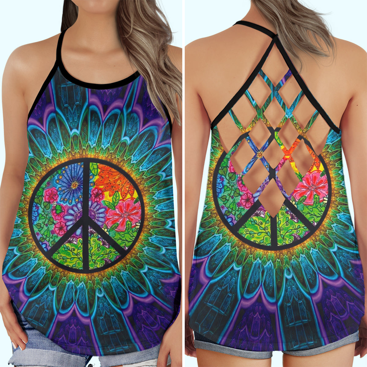 Hippie Awakening Peaceful Mind - Hollow Tank Top