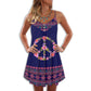 Purple Hippie Summer Vibes – Women's Summer Sleeveless V-Neck Camisole Dress