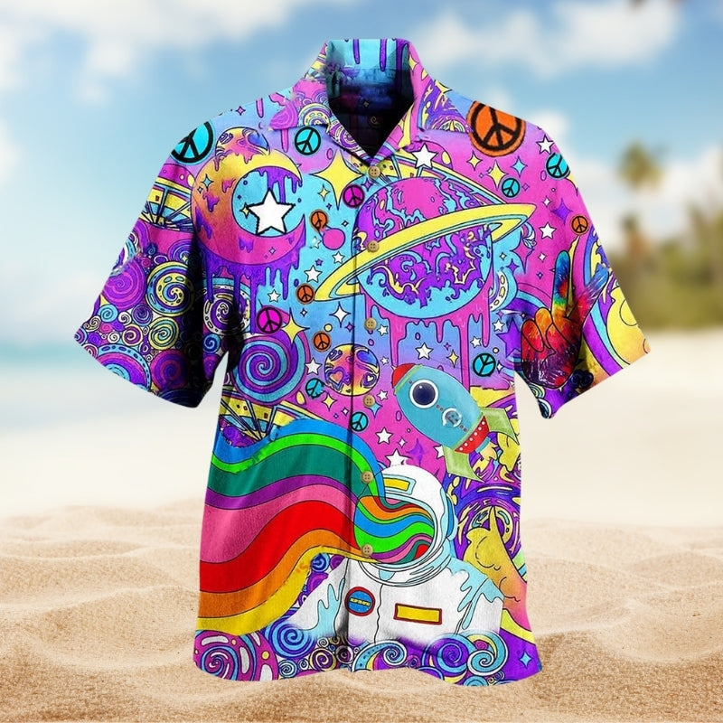 Hippie Planet Peace And Life Psychedelic Art Limited Edition – Hawaiian Shirt