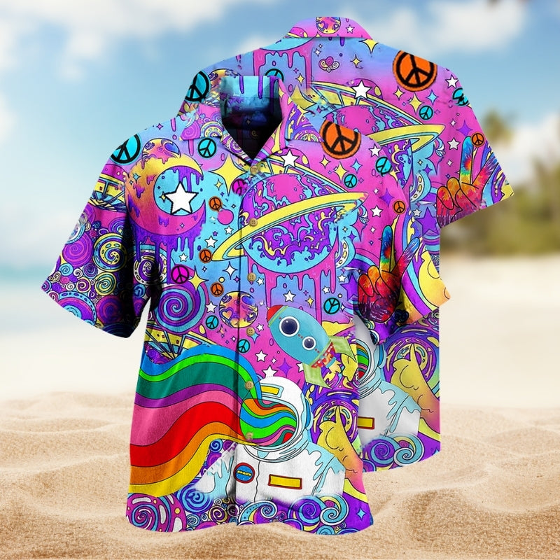 Hippie Planet Peace And Life Psychedelic Art Limited Edition – Hawaiian Shirt