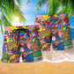 Hippie Rock Music Colorful Art – Beach Short