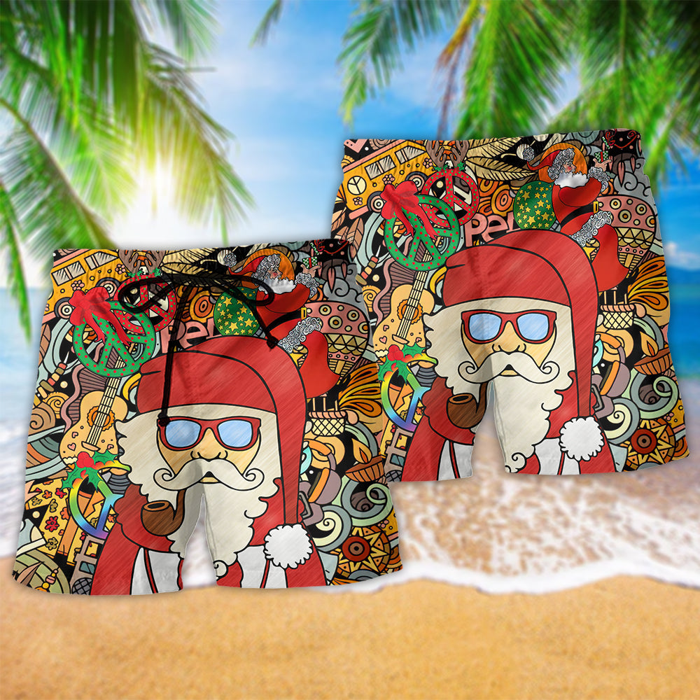 Hippie Santa Merry Christmas - Beach Short