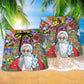 Hippie Funny Santa Colorful Music - Beach Short