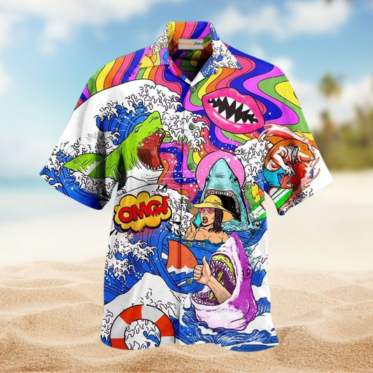 Hippie Shark And Girl Limited Edition – Hawaiian Shirt
