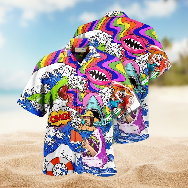 Hippie Shark And Girl Limited Edition – Hawaiian Shirt